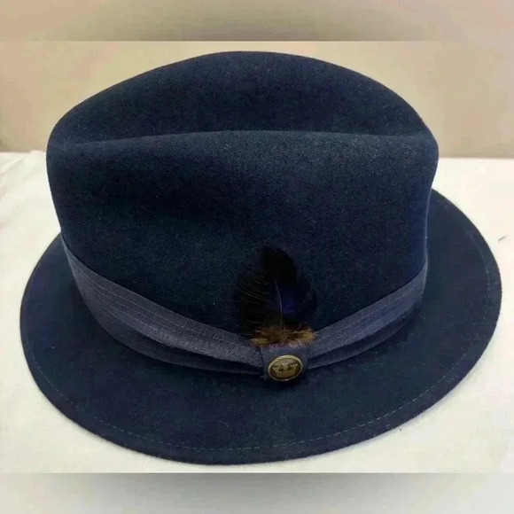 GOORIN BROS. Authentic Men’s Wool Fedora Hat Color Blue Size Medium - Picture 4 of 7